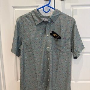 BURLEBO Men's Blue and Pink Patterned Shirt